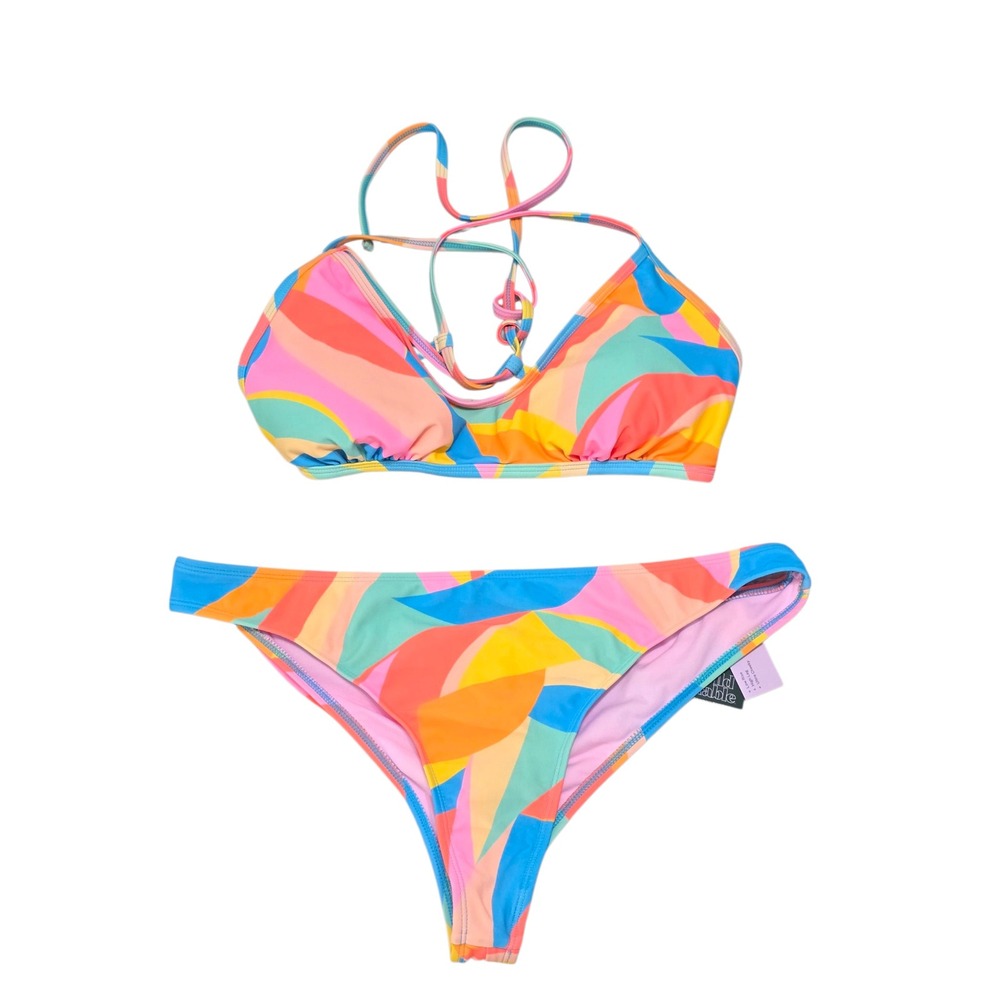 Wild Fable Abstract Swirl Bikini Set Multicolor Triangle Ultra Cheeky Bottom L